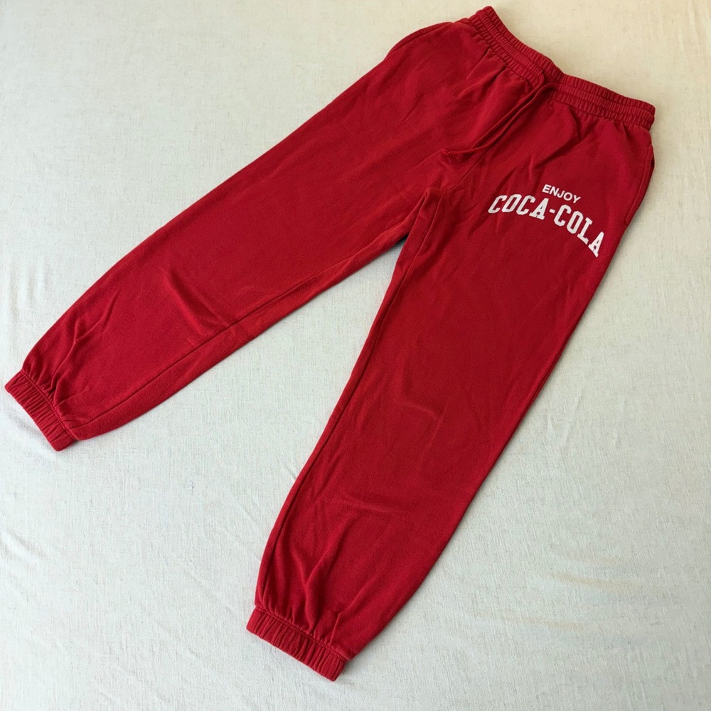 Coca-Cola Red Graphic Sweatpants Joggers Mens Small Enjoy Coca-Cola Logo - Picture 5 of 9